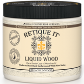 Retique It® Liquid Wood Bleached interior paint applied to a wall, showcasing a smooth, natural wood-like finish.