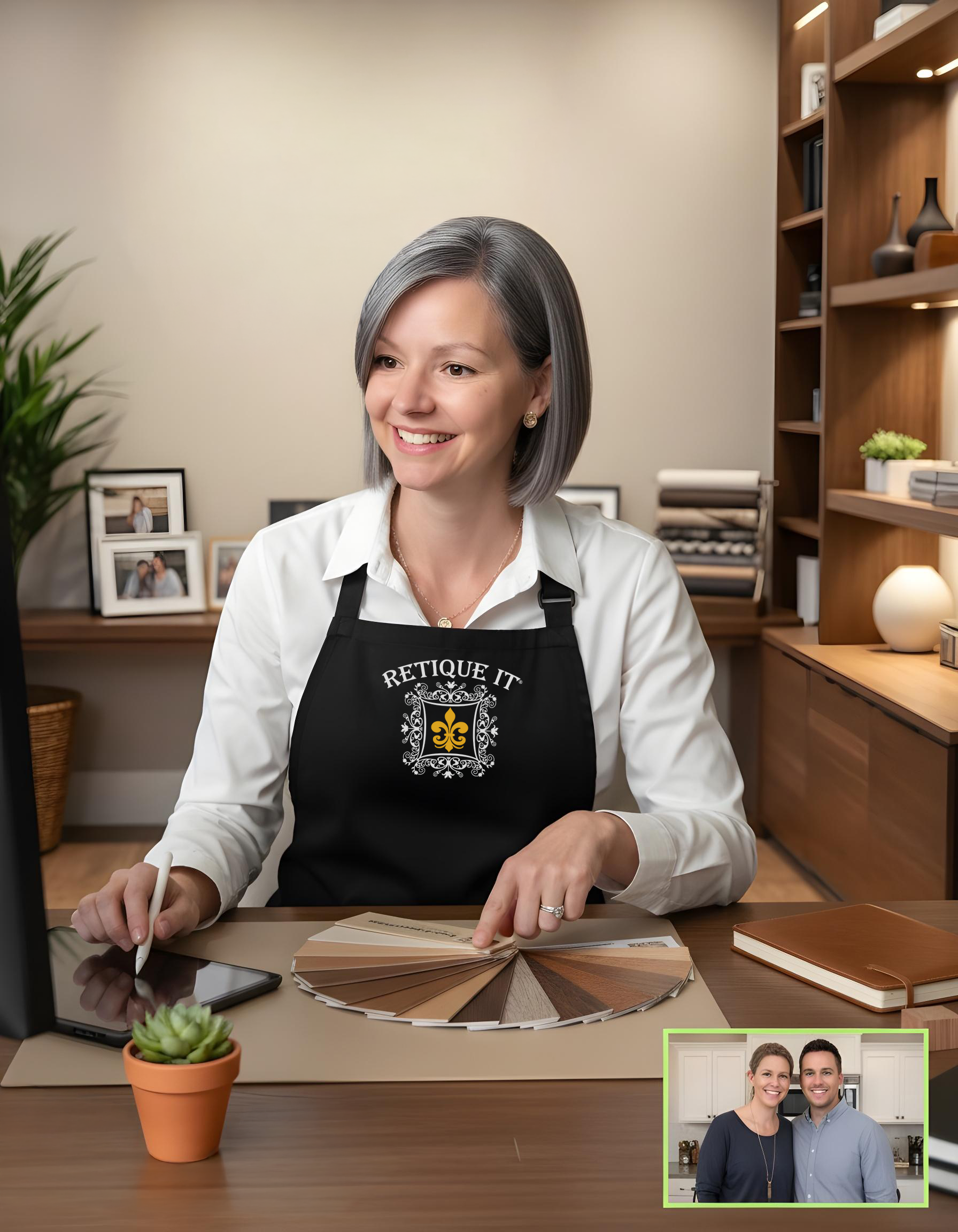 Screenshot of Jessica Call during a Retique It® Professional Finish Technique digital training session.