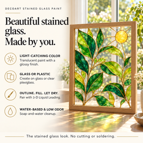 DecoArt Stained Glass Paint in Red shown in a stained-glass paint project guide