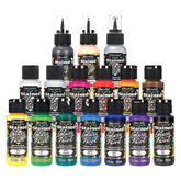DecoArt stained glass paint complete set with various vibrant colors and tools for creating colorful stained glass artwork.