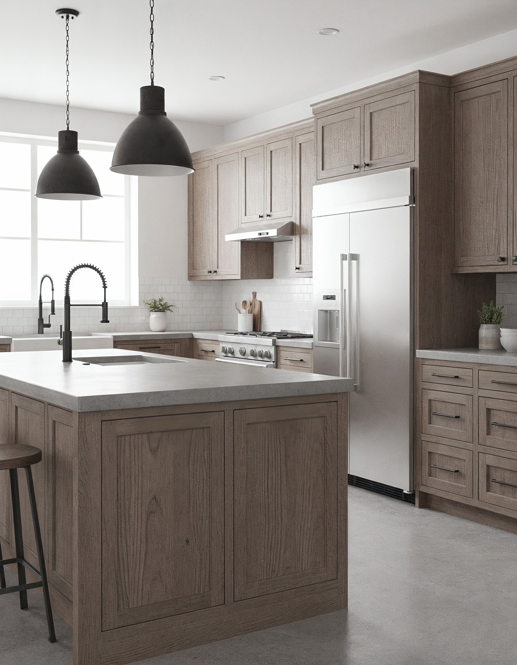 Weathered Wood Retique It® Wood'n Cabinet Kit with 24 grained door panels, showcasing rustic weathered wood stain for kitchen cabinetry.