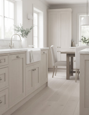 Retique It® Wood'n Cabinet Kit with 24 grained white wash stain for a rustic, painted wood kitchen cabinet appearance.